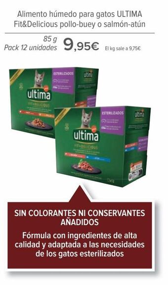 Carrefour Alimento húmedo para gatos ultima fit&delicious pollo-buey o salmón-atún oferta