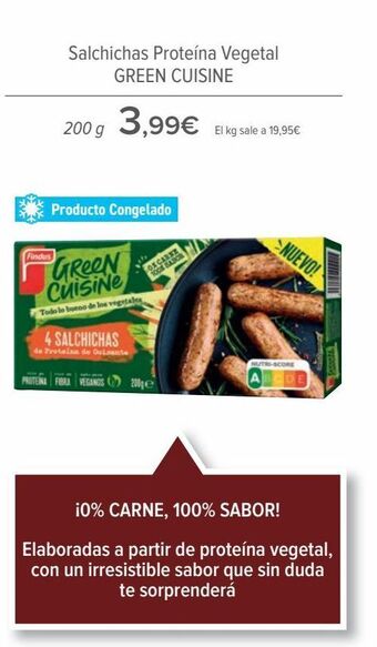 Carrefour Salchichas proteína vegetal green cuisine oferta