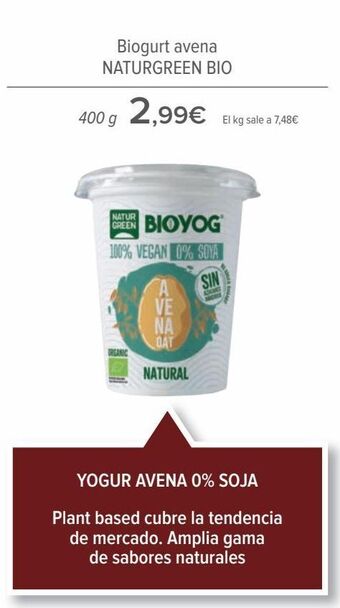 Carrefour Biogurt avena naturgreen bio oferta