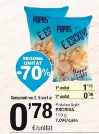 SPAR Fragadis Segona unitat -70% patates light escriva oferta