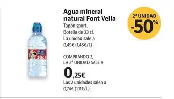 Supermercados Sánchez Romero 2a unidad -50% agua mineral natural font vella oferta