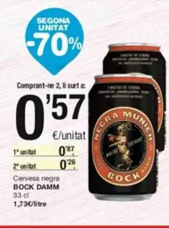 SPAR Fragadis Segona unitat -70% cervesa negra bock damm oferta