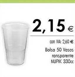 Cash Ifa Bolsa 50 vasos transparente nupik oferta