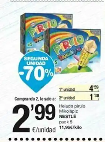 SPAR Helado pirulo mikolápiz nestlé oferta