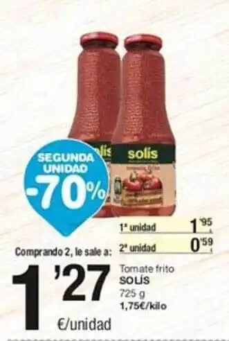 SPAR Segunda unidad -70% tomate frito solis oferta