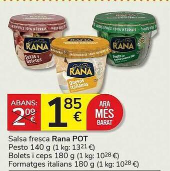 Consum Salsa fresca rana pot pesto bolets i ceps formatge italians oferta