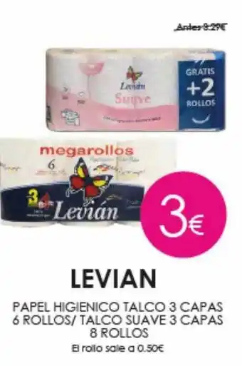 Levain papel higienico talco 3 capas 6 rollos talco suave 3 capas 8 rollos