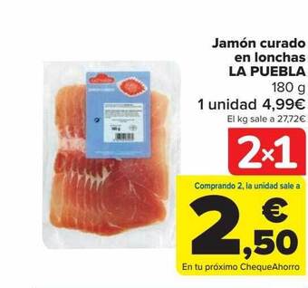 Carrefour Jamón curado en lonchas la puebla oferta