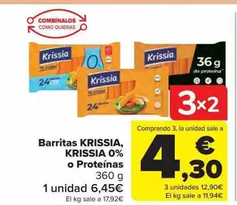 Carrefour Barritas krissia krissia 0% o proteínas oferta