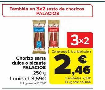 Carrefour Chorizo sarta dulce o picante palacios oferta