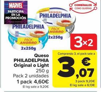 Carrefour Queso philadelphia original o light oferta