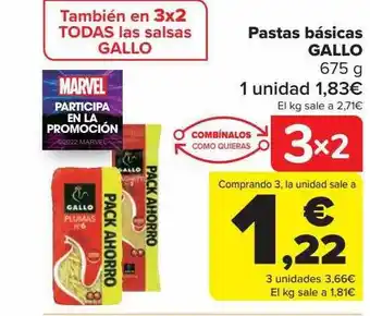 Carrefour Pastas básicas gallo oferta