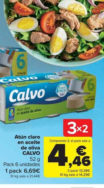 Carrefour Atún claro en aceite de oliva calvo oferta