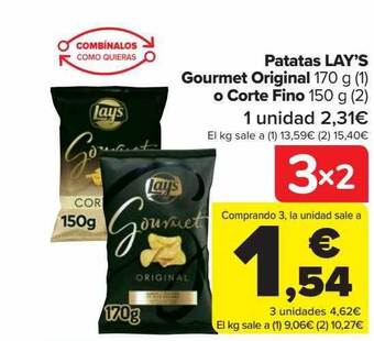 Carrefour Patatas lay's gourmet original o corte fino oferta