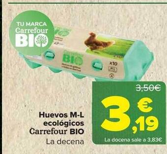 Carrefour Huevos m-l ecológicos carrefour bio oferta