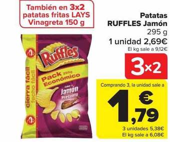 Carrefour Patatas ruffles jamón oferta