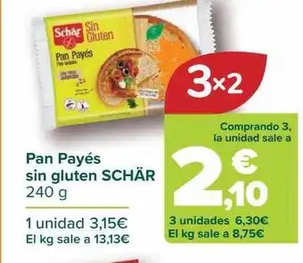 Carrefour Pan payés sin gluten schär oferta
