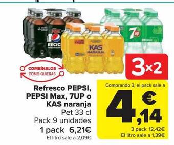 Carrefour Refresco pepsi pepsi max 7up o kas naranja oferta