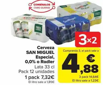 Carrefour Cerveza san miguel especial 0.0% o radler oferta