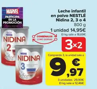 Carrefour Leche infantil en polvo nestlé nidina 2.3 o 4 oferta