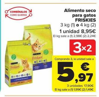 Carrefour Alimento seco para gatos friskies oferta