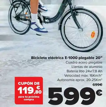 Carrefour Bicicleta eléctrica e-1000 plegable 20 oferta