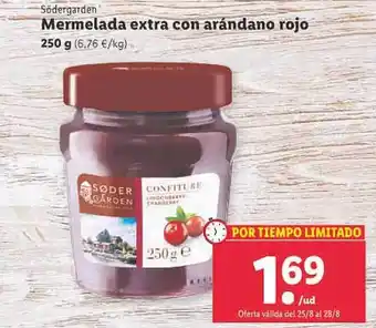 Lidl Södergarden mermelada extra con arándano rojo oferta