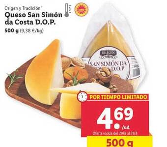 Lidl Origen y tradición queso san simón da costa d.o.p. oferta