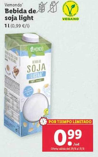 Lidl Vemondo bebida de soja light oferta