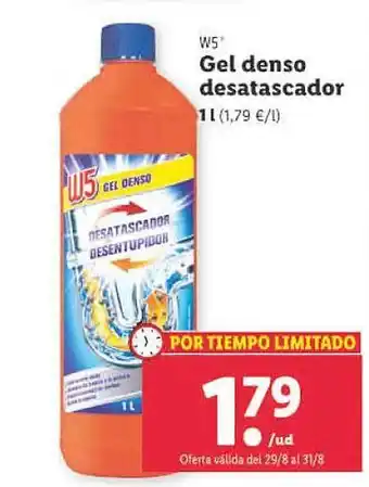 Lidl W5 gel denso desatascador oferta