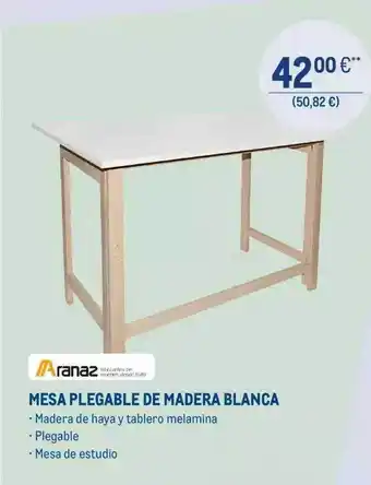 Makro Mesa plegable de madera blanca aranaz oferta
