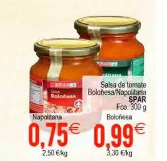 Plenus Supermercados Salsa de tomate boloñesa napolitana spar oferta