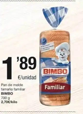 SPAR Pan de molde tamaño familiar bimbo oferta