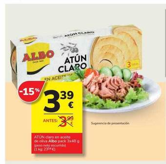 Supermercados Charter Atun claro en aceite de oliva albo oferta