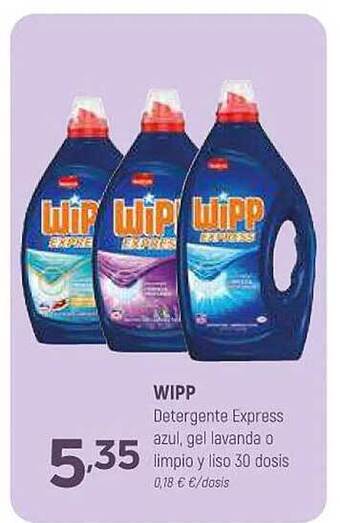 Coviran Wipp detergente express azul gel lavanda o limpio y liso 30 dosis oferta