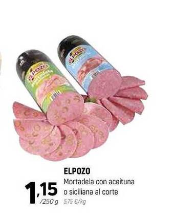 Coviran Elpozo mortadela con aceituna o siciliana al corte oferta
