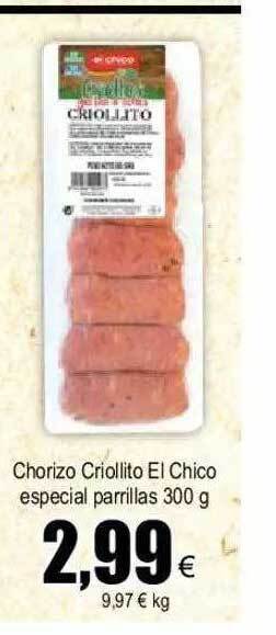 FROIZ Chorizo criollito el chico especial parrillas oferta