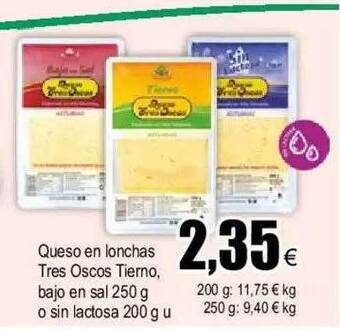 FROIZ Queso en lonchas tres oscos tierno bajo en sal o sin lactosa oferta