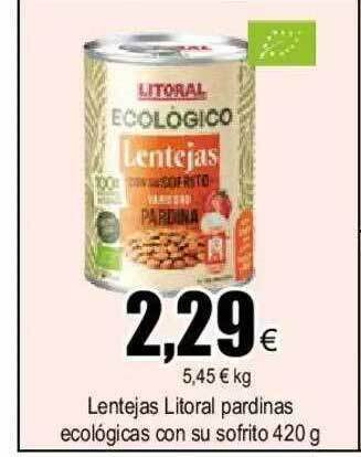 FROIZ Lentejas litoral pardinas ecológicas con su sofrito oferta
