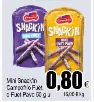 FROIZ Mini snack'in campofrío fuet o fuet pavo oferta