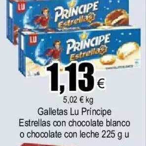 FROIZ Galletas lu principe estrellas con chocolate blanco o chocolate con leche oferta