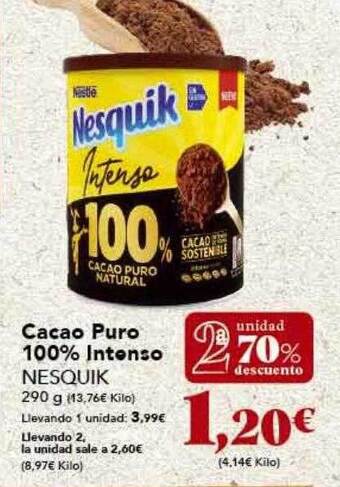 Gadis 2a unidad 70% descuento cacao puro 100% intenso nesquik oferta