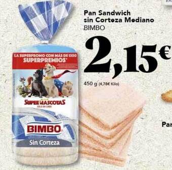 Gadis Pan sandwich sin corteza mediano bimbo oferta