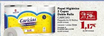 Gadis 2a unidad 70% descuento papel higiénico 2 capas doble rollo caricias oferta