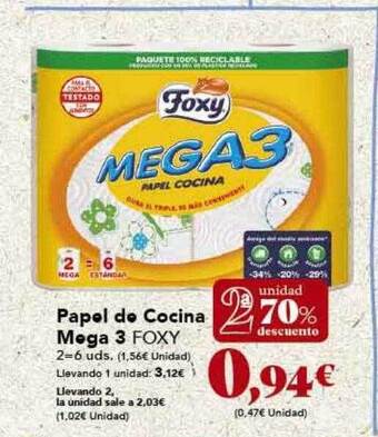 Gadis 2a unidad 70% descuento papel de cocina mega 3 foxy oferta