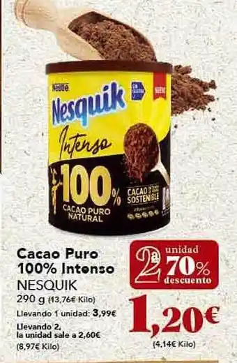 Gadis 2a unidad 70% descuento cacao puro 100% intenso nesquik oferta