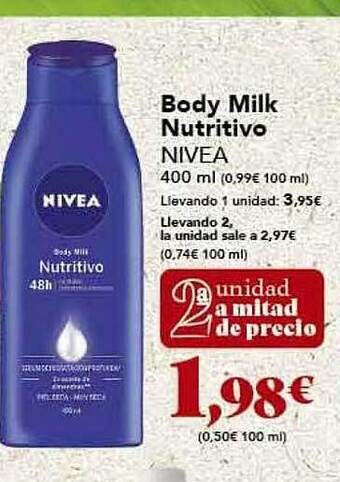 Gadis Body milk nutritivo nivea oferta
