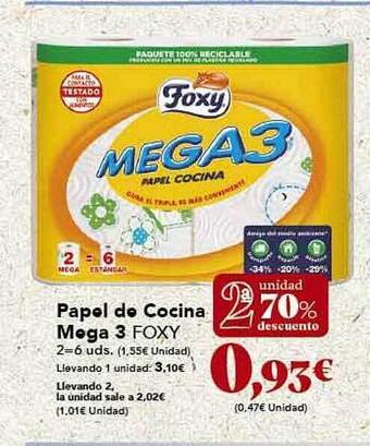 Gadis 2a unidad 70% descuento papel de cocina mega 3 foxy oferta