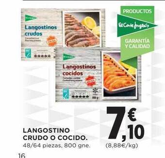 Hipercor Langostino crudo o cocido oferta