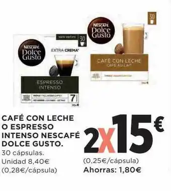 Hipercor Café con leche o espresso intenso nescafé dolce gusto oferta